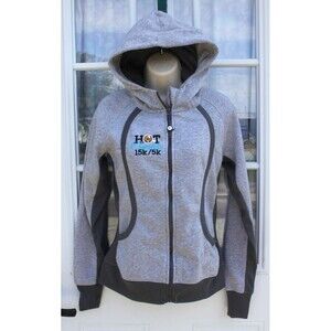 Womens Size Small Hot Chocolate Hoodie Zipper Jacket Fitted Gray Hood ThumbHoles